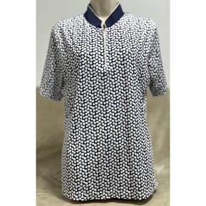 Maggie Lane Pebble Print Golf Polo Shirt SIZE XL ‎ Active Wear Preppy Blouse Top